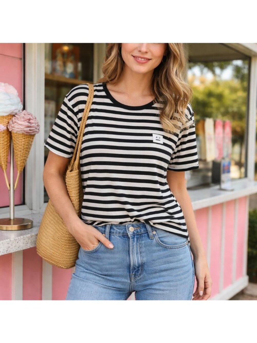 Acne Studios Eddy PAW16 Short Sleeve Casual Tee T-Shirt Women Black White L